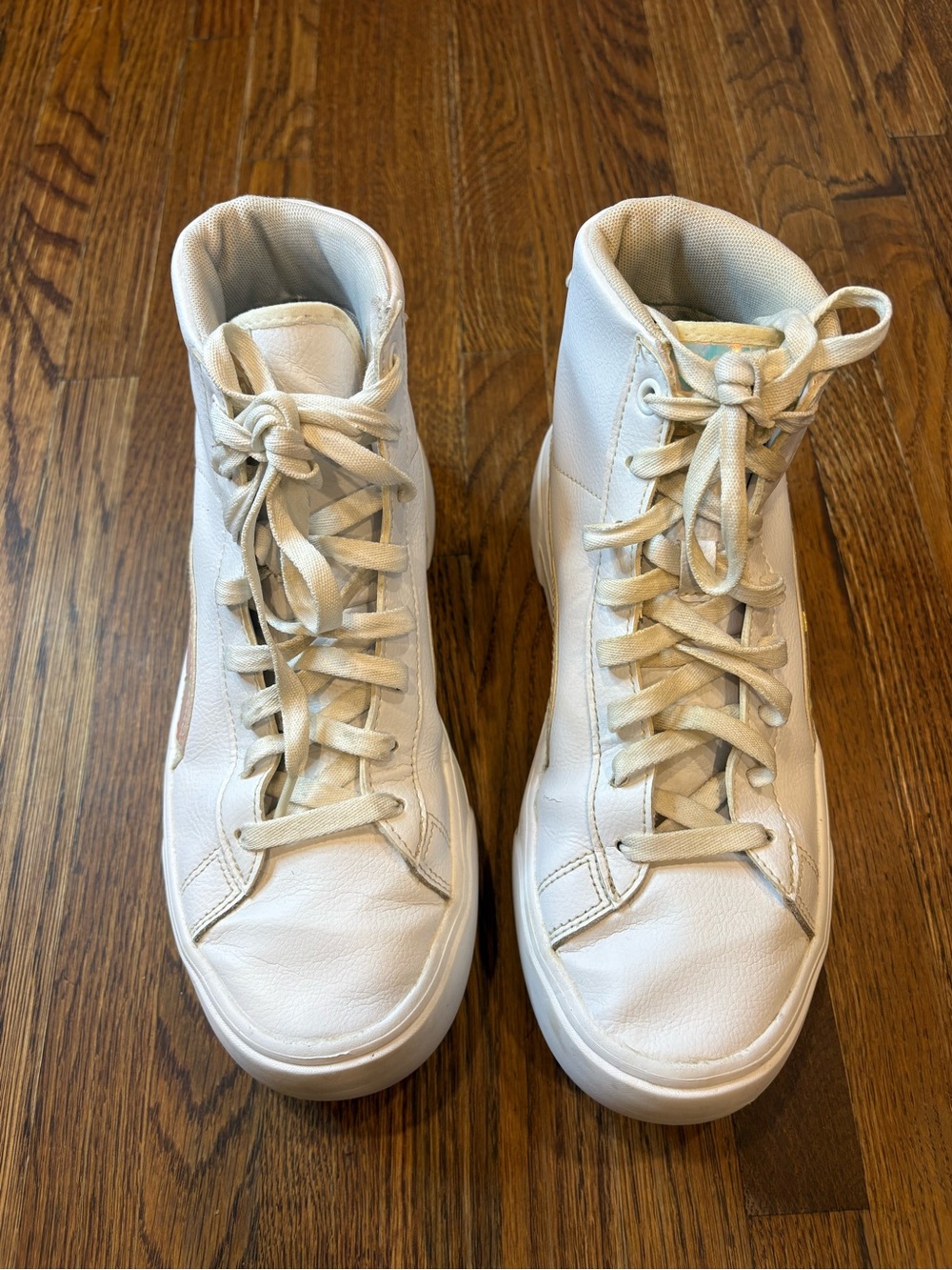 PUMA Kaia Mid Irisistable White Leather High-Top Platform Sneakers - Women's 8 - Picture 3 of 10